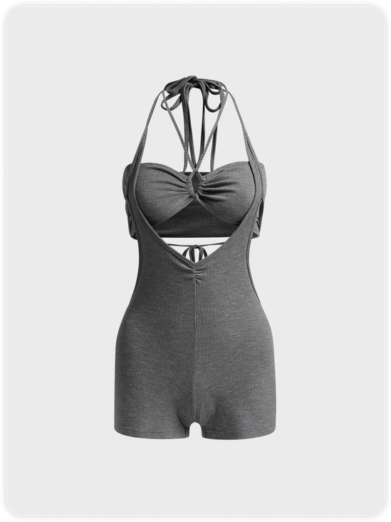 【Final Sale】Activewear Y2k Deep Gray Romper