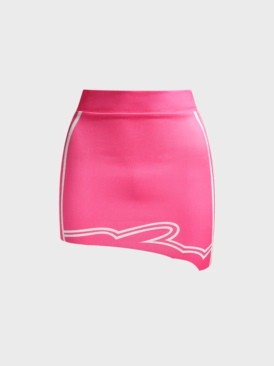 【Final Sale】Irregular Hem Knitted Short Skirt