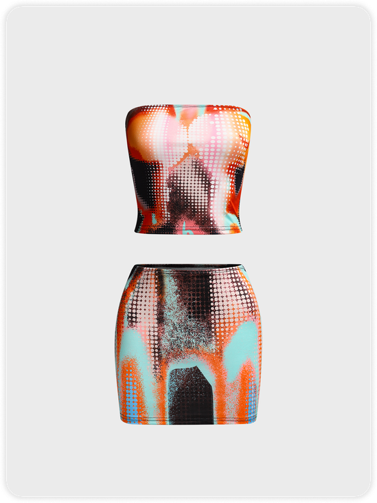 Y2k Multicolor Pot body print Two-Piece Set