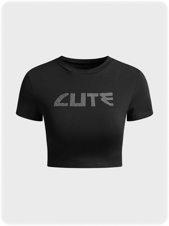 Y2k Black Hotfix rhinestone Basic Top T-Shirt