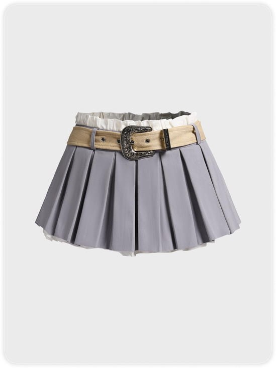 Y2k Purple Belt Double layer Bottom Skirt