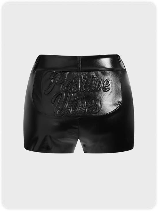 【Final Sale】Street Black Leather Bottom Shorts