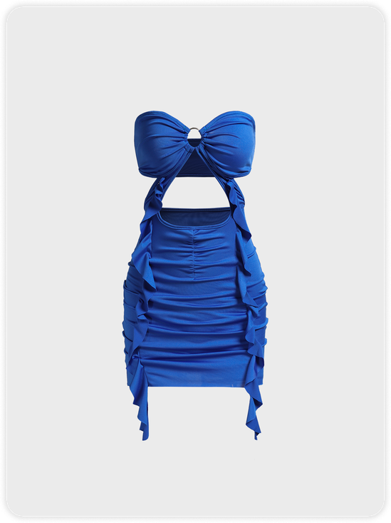 【Final Sale】Y2K Strapless Plain Dress