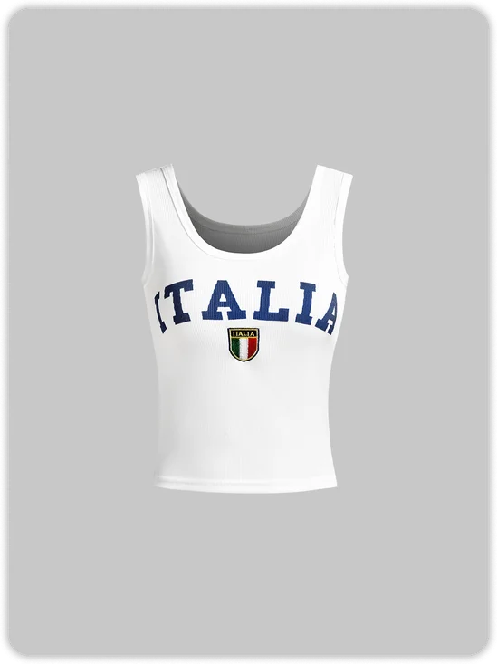 Italia Text Letters Y2K Tight Tank Top