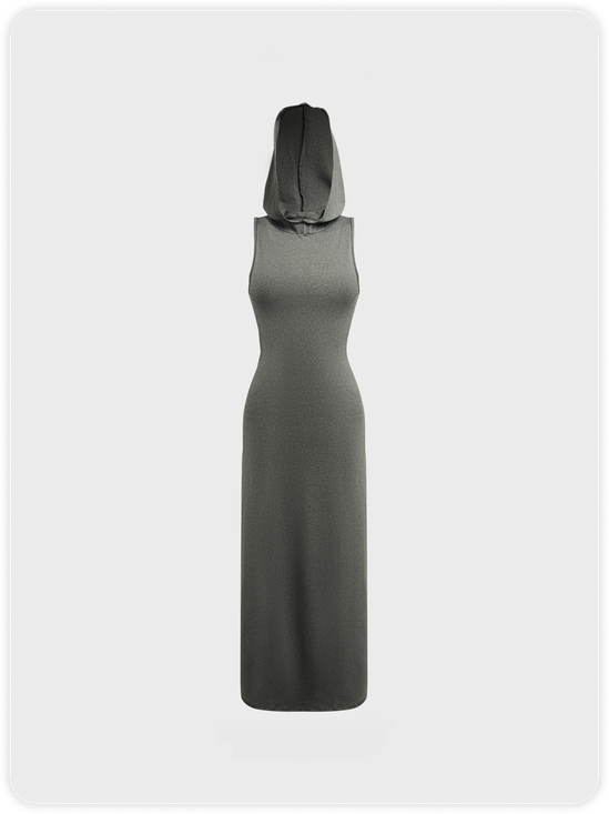Hoodie Plain Sleeveless Maxi Dress
