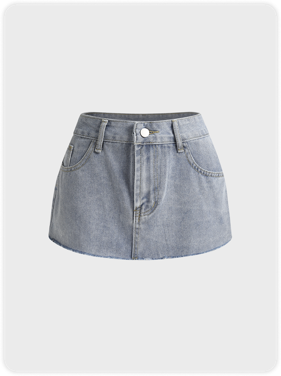 Plain Short Denim Skirt
