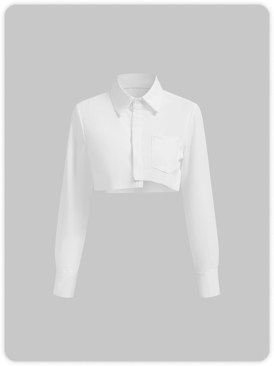 Basic Shirt Collar Plain Long Sleeve Blouse