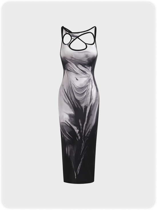 Sculpture Aesthetics Spaghetti Human Body Maxi Dress