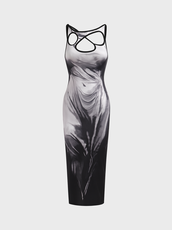 【Final Sale】Sculpture Aesthetics Spaghetti Human Body Maxi Dress