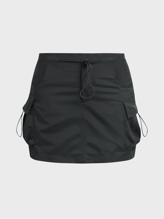 【Final Sale】Pockets Cargo Plain Short Skirt