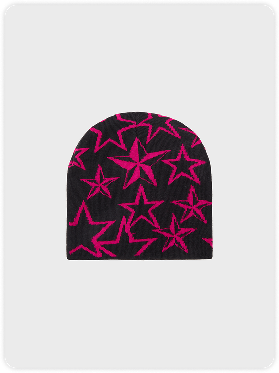 Star Pattern Beanie Color Block Hat