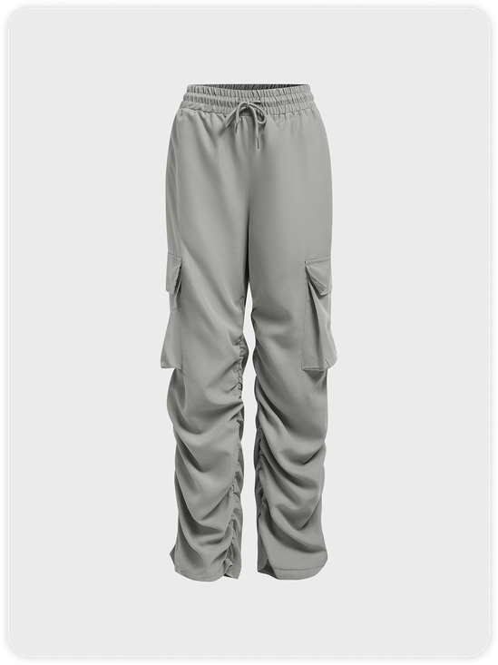 Wrinkled Plain Cargo Pants