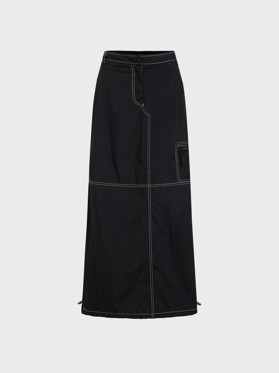 【Final Sale】Nylon Plain Cargo Maxi Skirt
