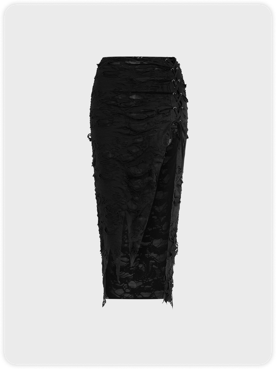 Texture Plain Slit Midi Skirt