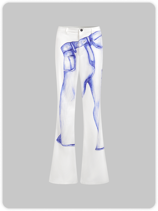Painting Bell-Bottomtrouser Pants