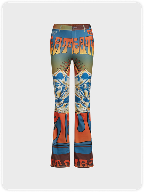 Text Letters Bell-Bottomtrouser Pants