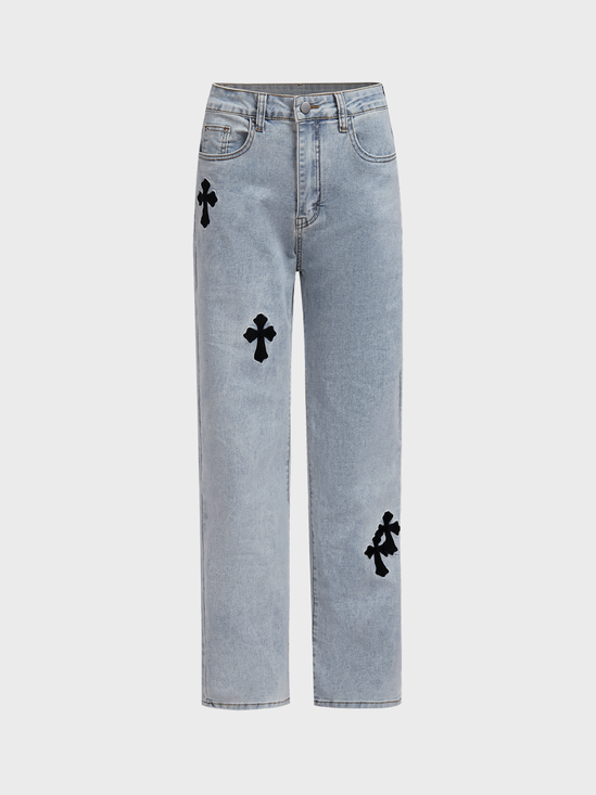 Denim Low Waist Cross Slim Fit Jeans