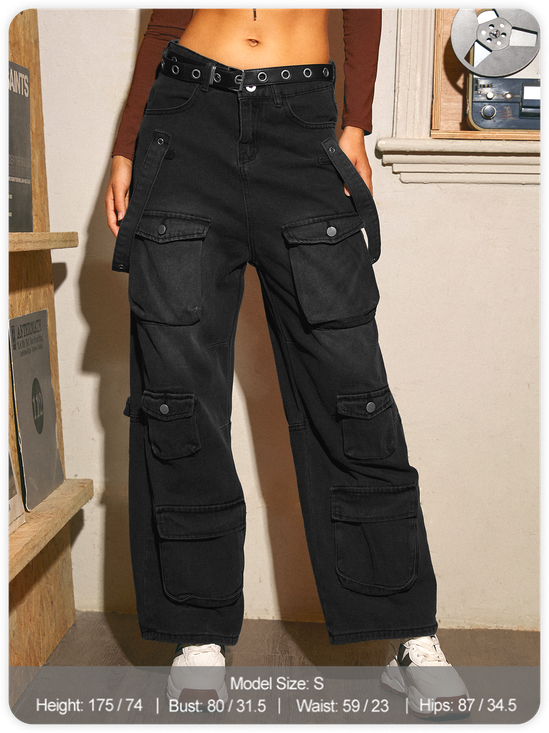 Denim Plain Pocket Straight Jeans