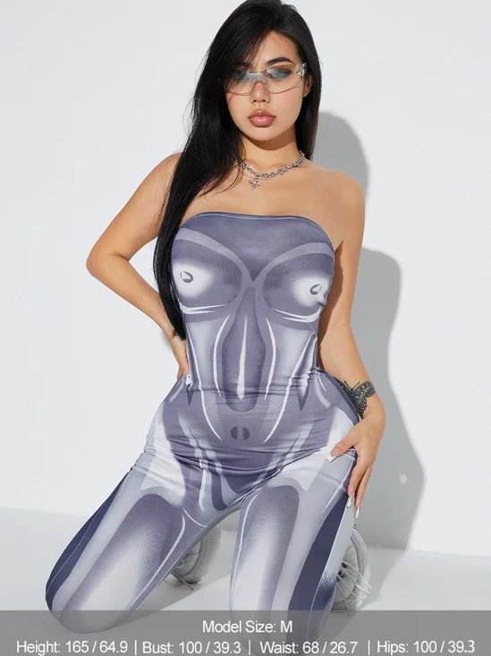 【Final Sale】Strapless Human Body Tube Jumpsuit