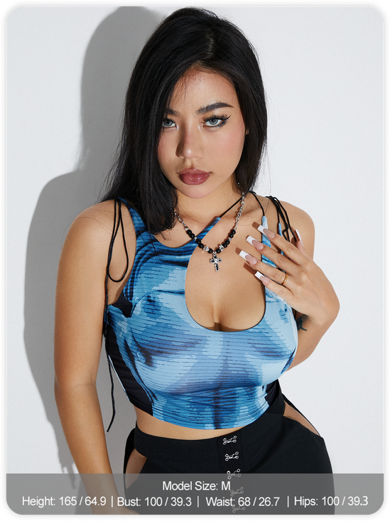Asymmetrical Spaghetti Human Body Crop Top