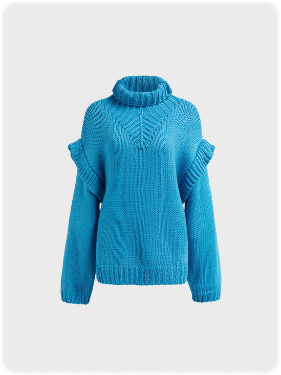 Knitted Turtleneck Plain Long Sleeve Sweater