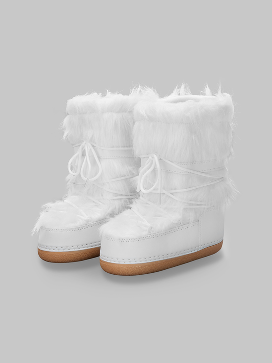 Fuzzy Nylon Snow Boots