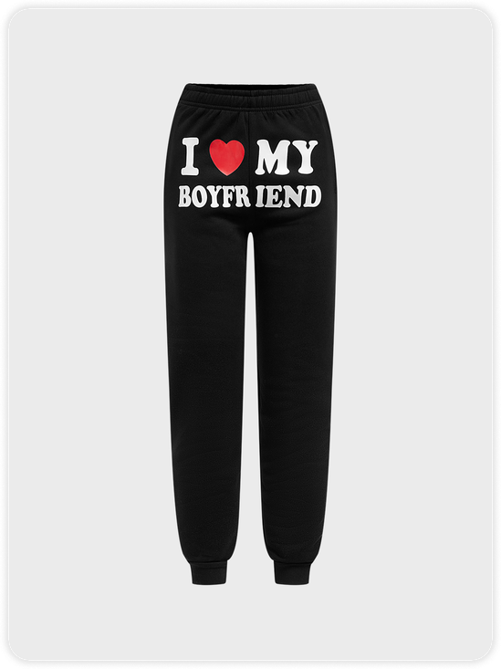 Text Letters Ankle Banded Sweatpants