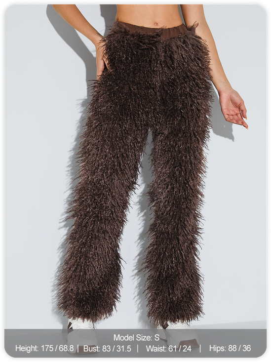 Fuzzy Sherpa Plain Straight Pants