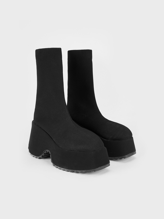 Plain Fleece Ankle Sock Boots