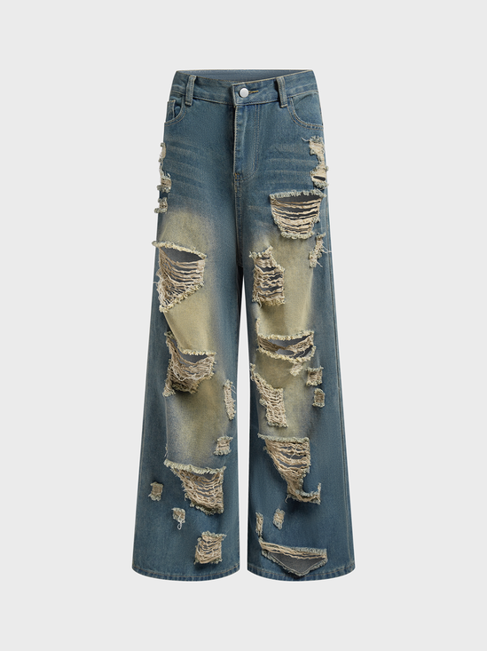 Denim Plain Straight Jeans