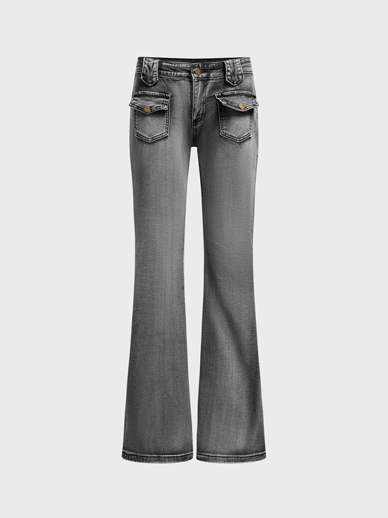 Plain Bell-Bottomtrousers Jeans