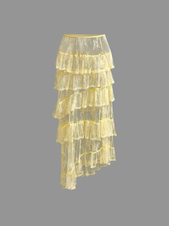 Lace Plain Maxi Skirt