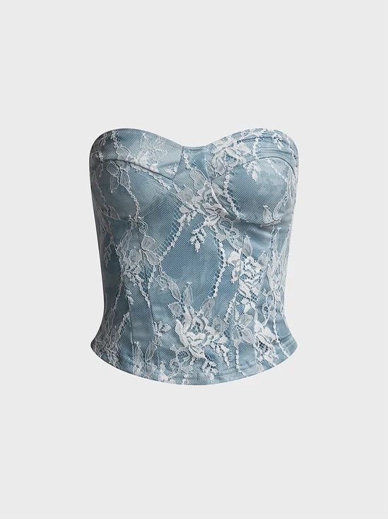Corset Strapless Floral Tube Top