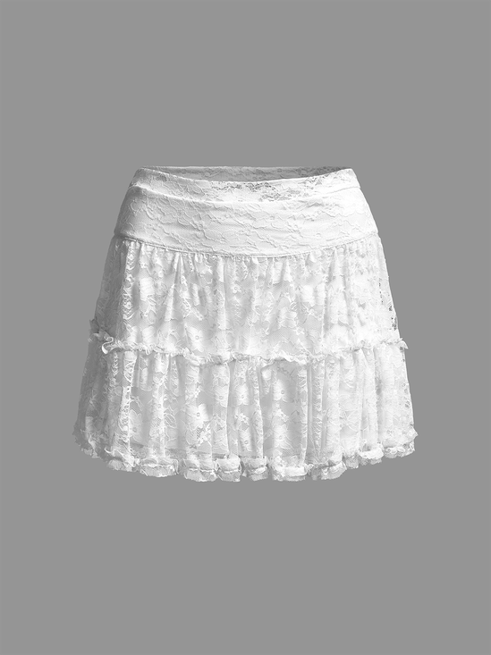 Lace lace Plain Short Skirt