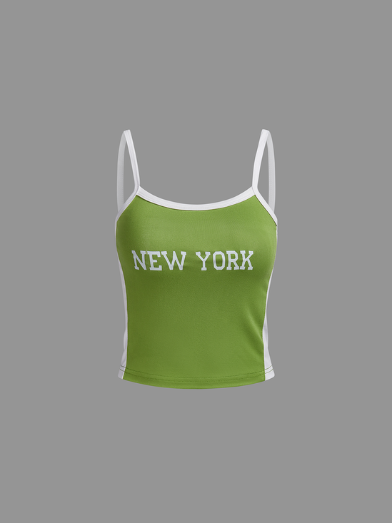 New York Spaghetti Text Letters Cami