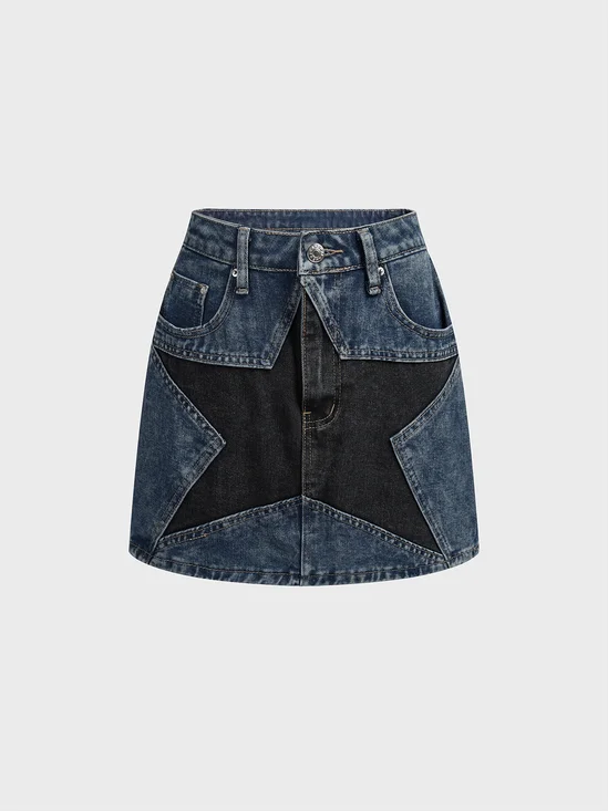 Denim Star Short Denim Skirt