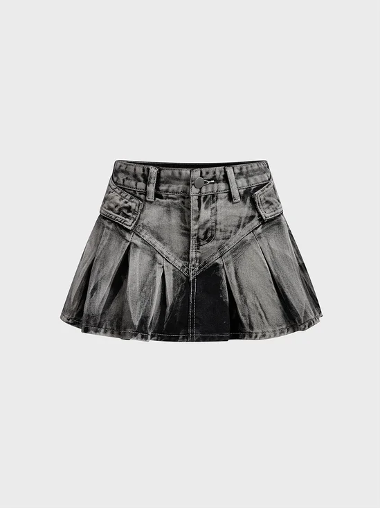 Denim Ombre Short Denim Skirt