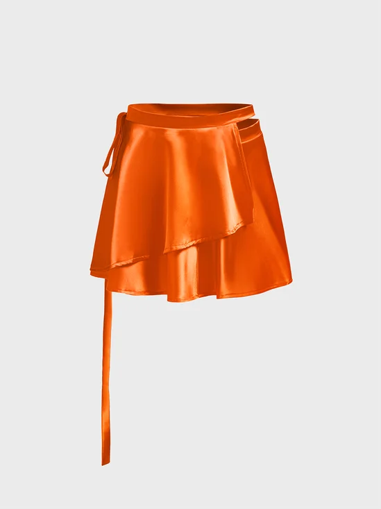 Satin Plain Mini Skirt
