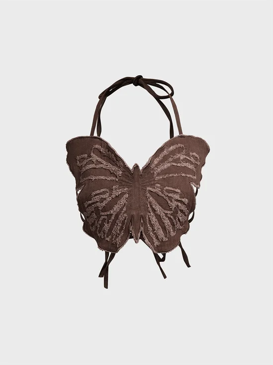 Denim Halter Butterfly Cami