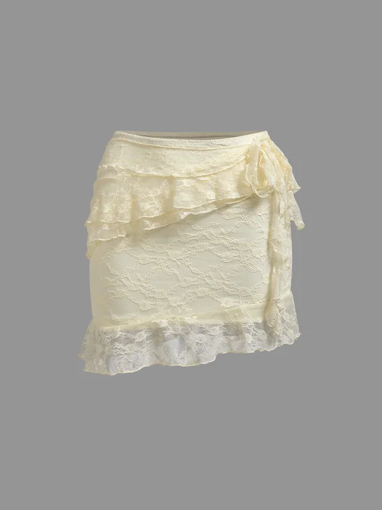 Lace Plain Mini Skirt