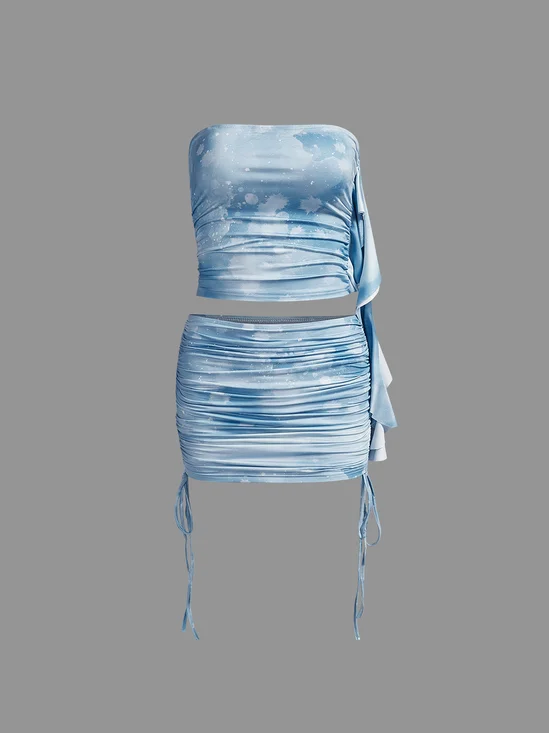 Jersey Tie Dye Top With Skirt Two-Piece Set