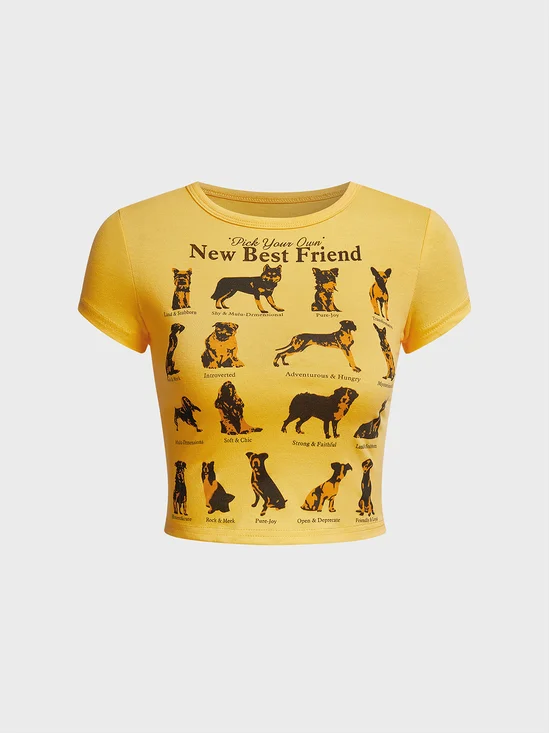 Crew Neck Animal Short Sleeve T-shirt
