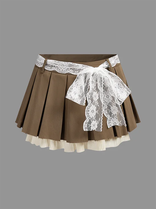 Twill Plain Mini Skirt