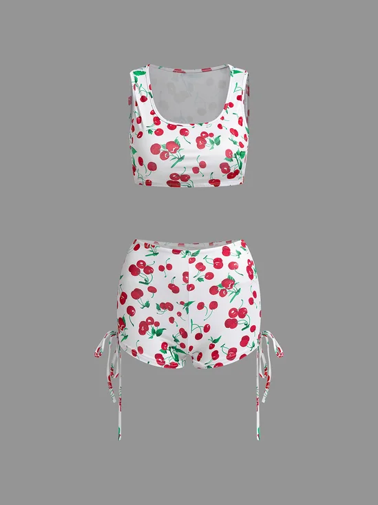 Jersey Fruit Top With Pants Two-Piece Set