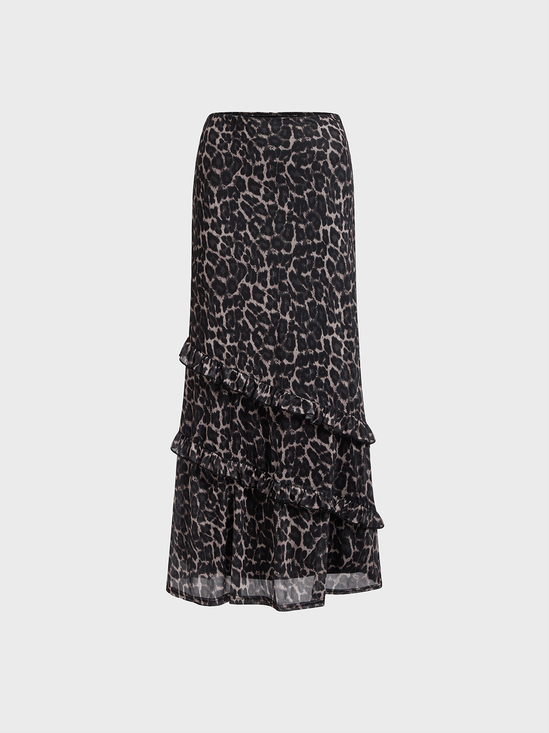 Mesh Leopard Maxi Skirt