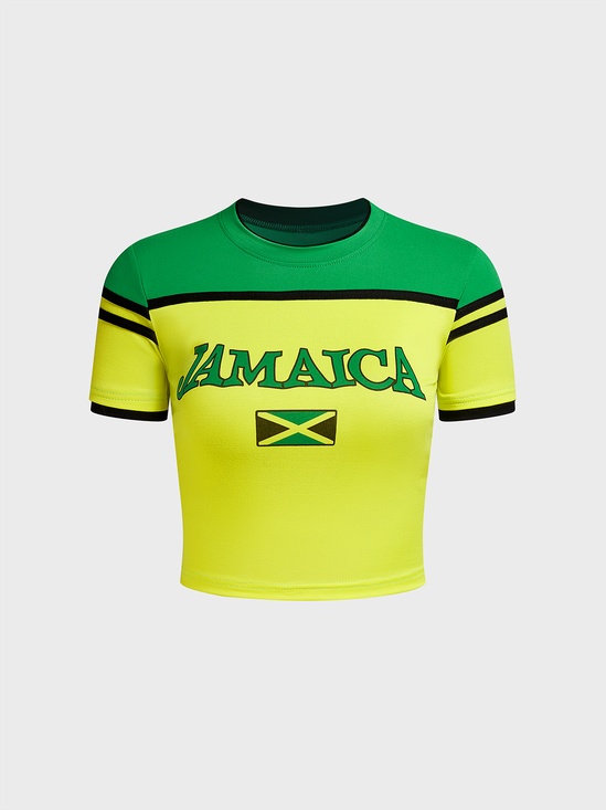 Jersey amaica Crew Neck Color Block Short Sleeve T-shirt
