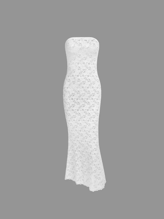 Strapless Plain Sleeveless Maxi Dress