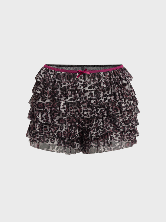 Mesh Leopard Straight Pants Shorts