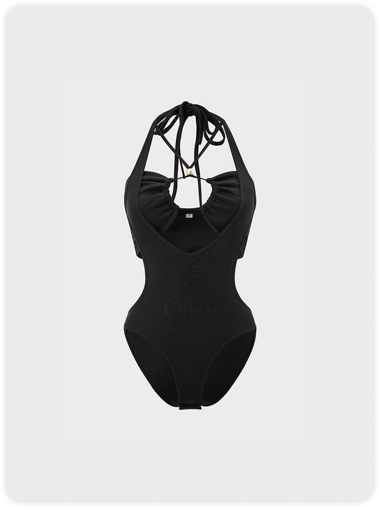 【Final Sale】Street Pastoral Black Cut out Bodysuit
