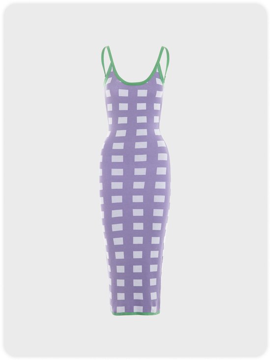 【Clearance Sale】Vacation Purple Spaghetti Strap Lace-Up Design Vocation Dress Midi Dress